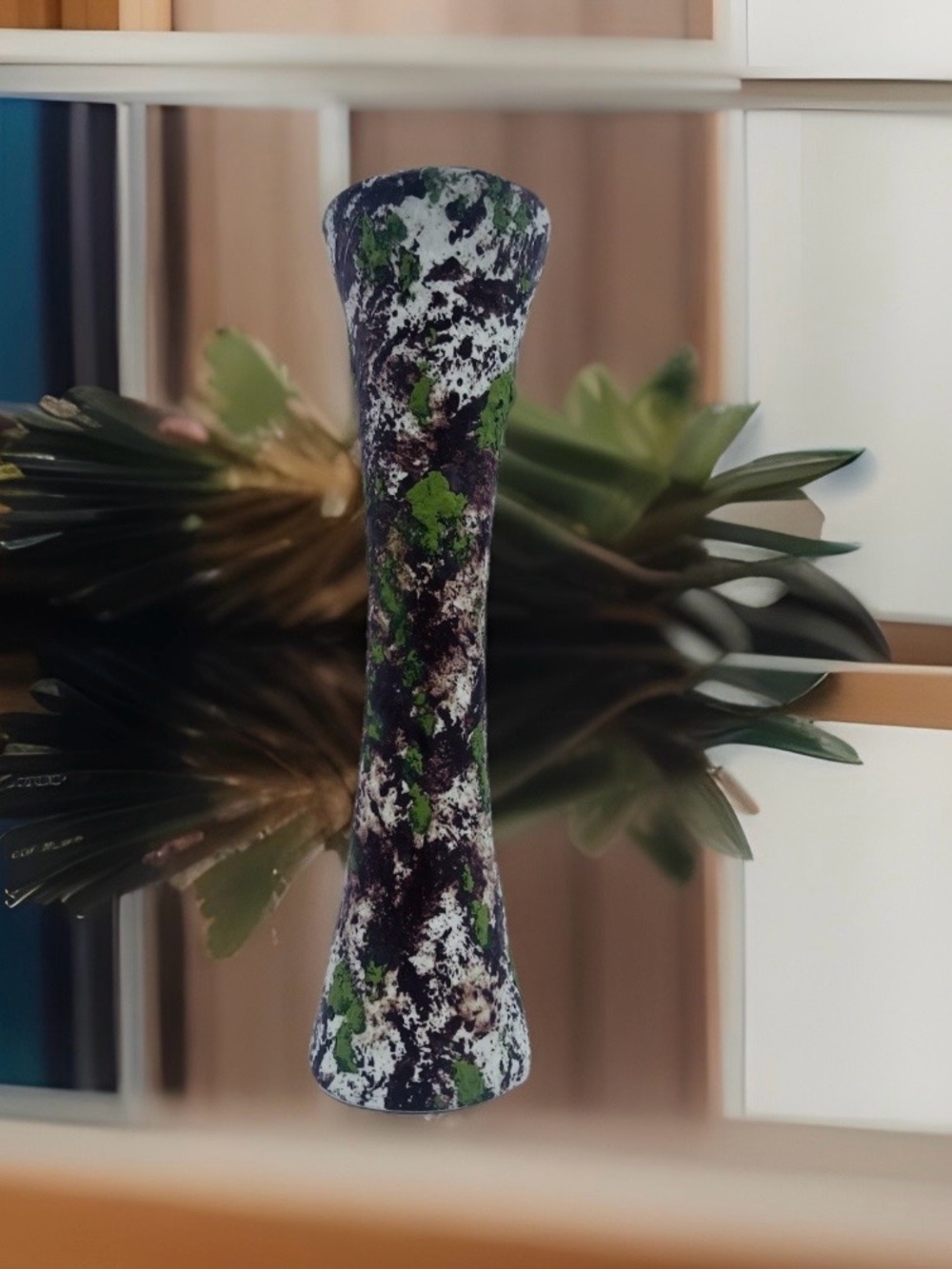 RoRo Handmade 10” Rustic Mossy Green Texture Ceramic Vase Made In Thailand